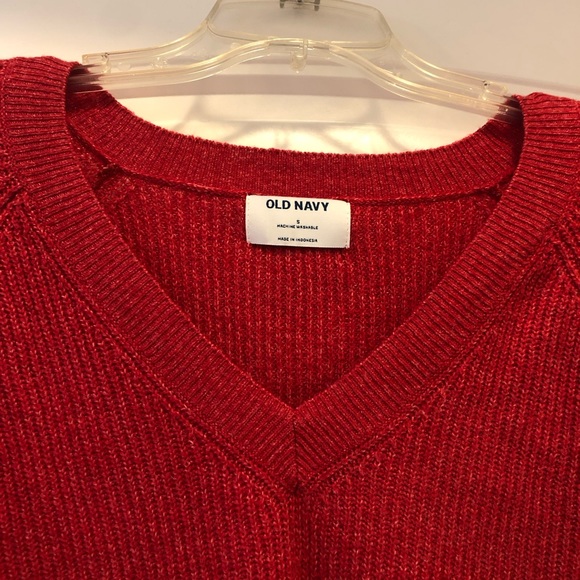 Old Navy V-Neck Shaker Stitch Cocoon Sweater - Picture 3 of 7